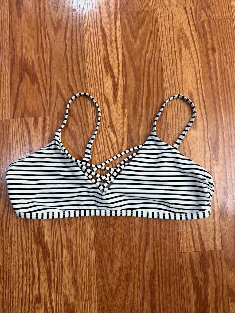 Hollister Black and White Striped Bikini Top
